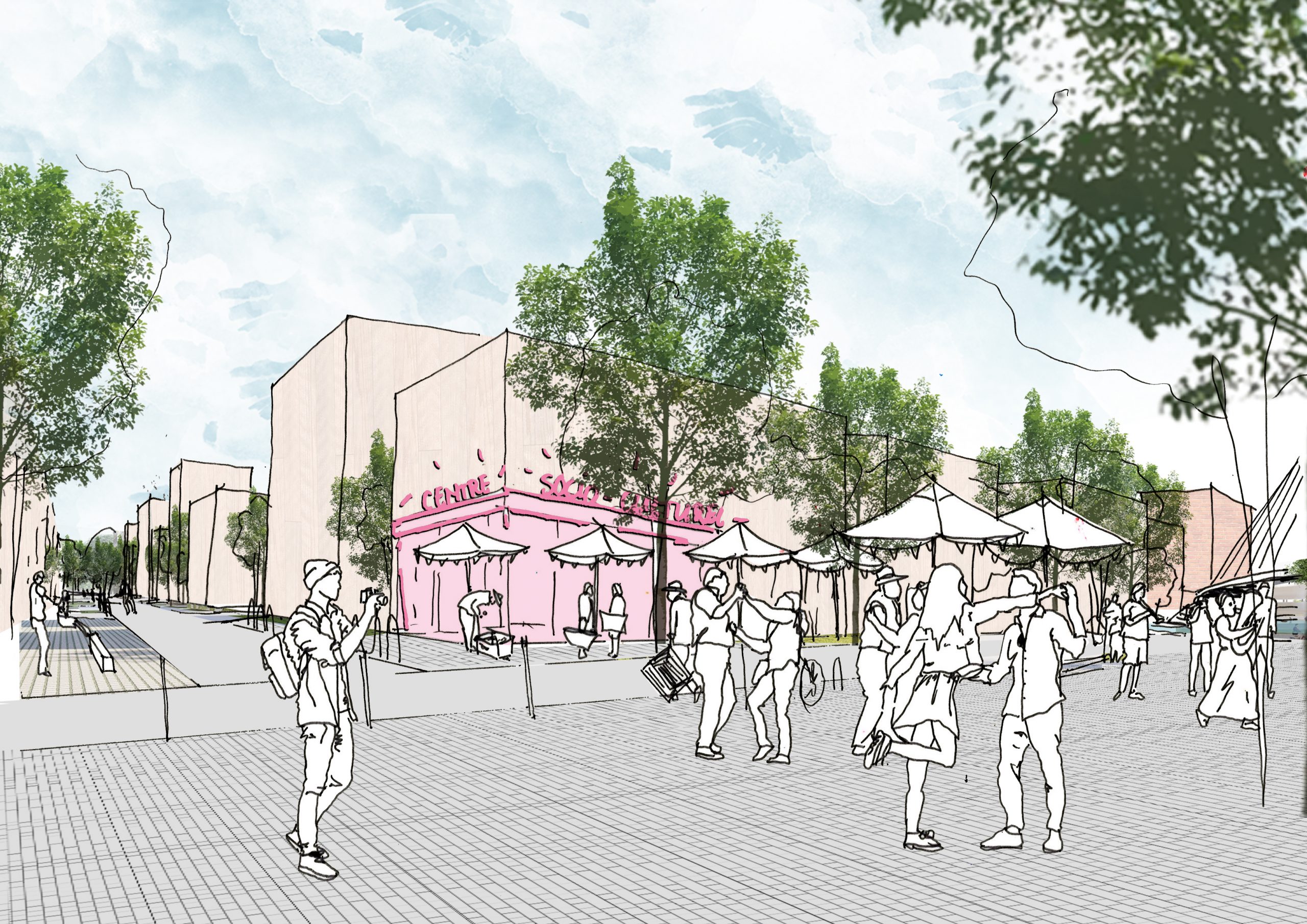 La place du quartier Citadelle à horizon 2030. (c)Agence Ter pour la SPL Deux-Rives La place du quartier Citadelle à horizon 2030. (c)Agence Ter pour la SPL Deux-Rives